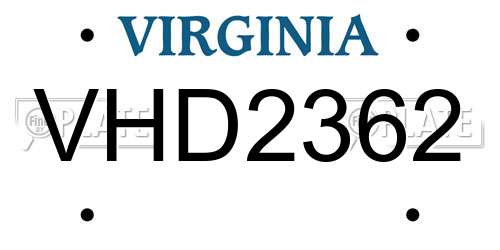 VHD2362 Virginia License Plate
