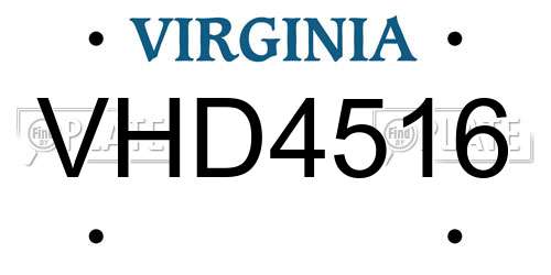 VHD4516 Virginia License Plate