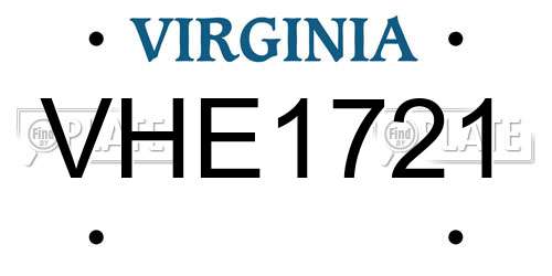 VHE1721 Virginia License Plate