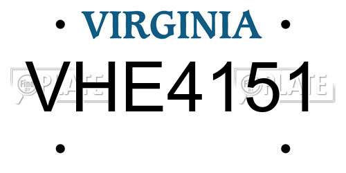 VHE4151 Virginia License Plate