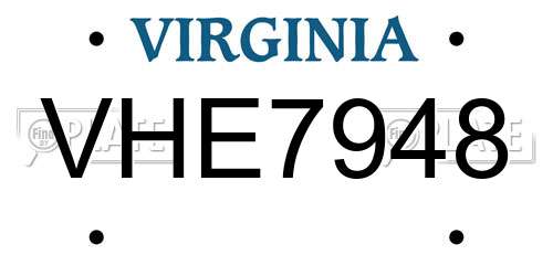 VHE7948 Virginia License Plate