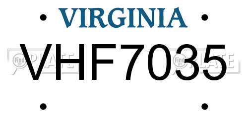 VHF7035 Virginia License Plate