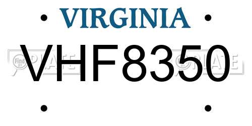 VHF8350 Virginia License Plate