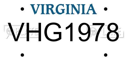 VHG1978 Virginia License Plate