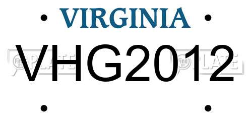 VHG2012 Virginia License Plate