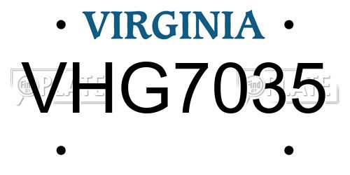 VHG7035 Virginia License Plate