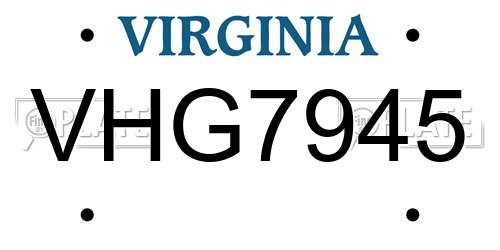 VHG7945 Virginia License Plate