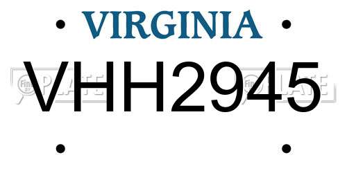 VHH2945 Virginia License Plate
