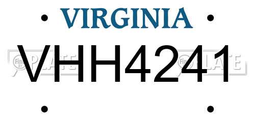 VHH4241 Virginia License Plate