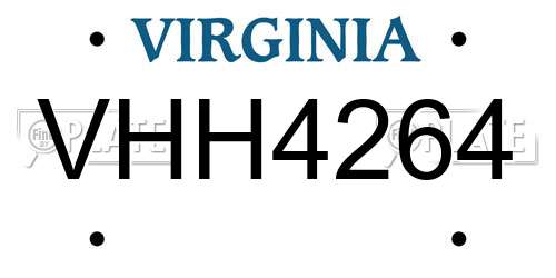 VHH4264 Virginia License Plate