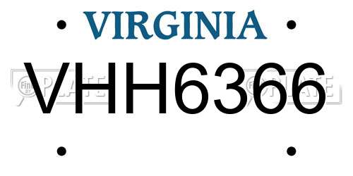 VHH6366 Virginia License Plate