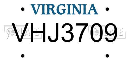 VHJ3709 Virginia License Plate
