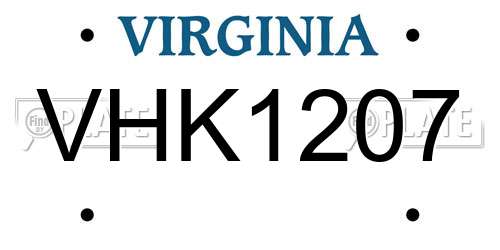 VHK1207 Virginia License Plate