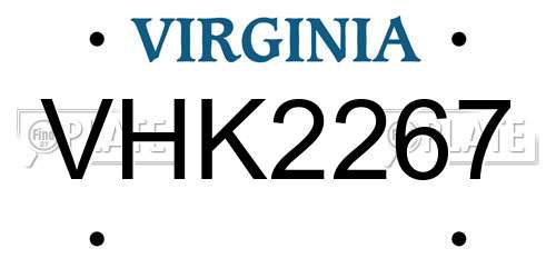 VHK2267 Virginia License Plate
