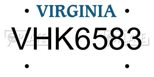 VHK6583 Virginia License Plate