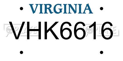 VHK6616 Virginia License Plate