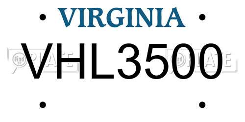VHL3500 Virginia License Plate
