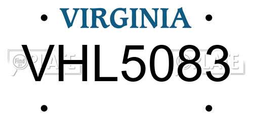 VHL5083 Virginia License Plate