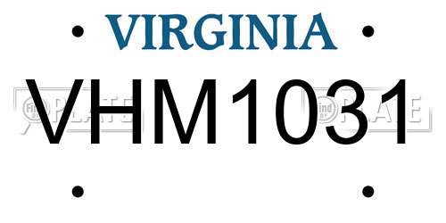 VHM1031 Virginia License Plate