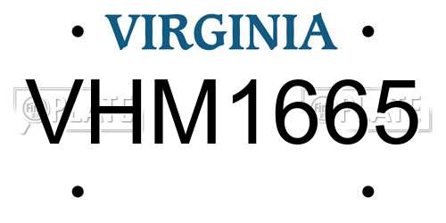 VHM1665 Virginia License Plate