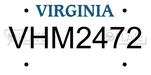 VHM2472 Virginia License Plate