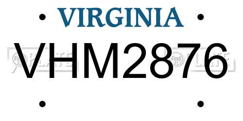 VHM2876 Virginia License Plate