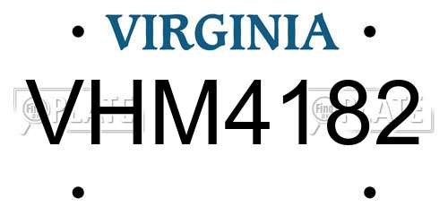 VHM4182 Virginia License Plate