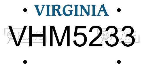 VHM5233 Virginia License Plate