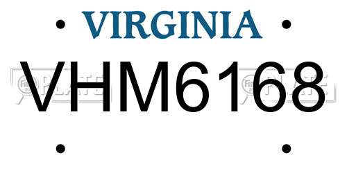 VHM6168 Virginia License Plate
