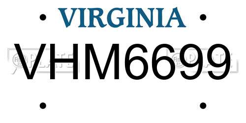 VHM6699 Virginia License Plate