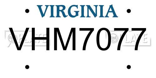 VHM7077 Virginia License Plate