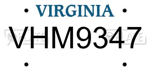 VHM9347 Virginia License Plate
