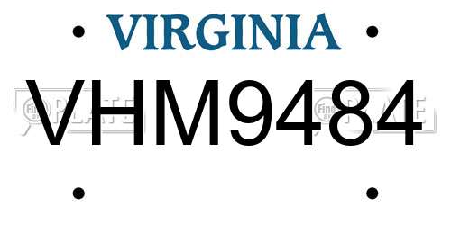 VHM9484 Virginia License Plate
