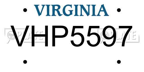 VHP5597 Virginia License Plate