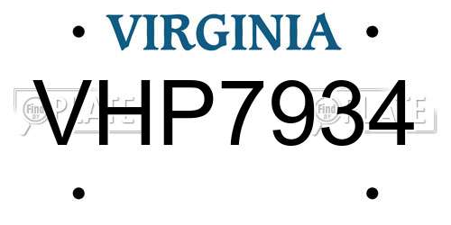 VHP7934 Virginia License Plate