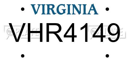 VHR4149 Virginia License Plate