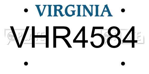 VHR4584 Virginia License Plate