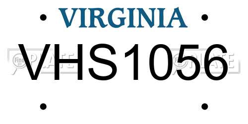 VHS1056 Virginia License Plate