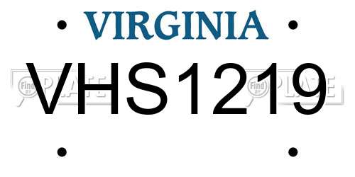 VHS1219 Virginia License Plate