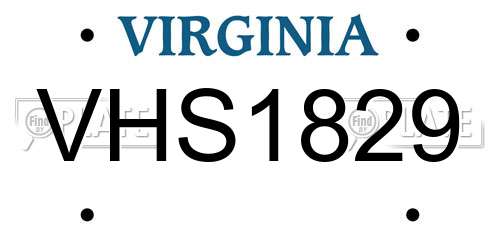 VHS1829 Virginia License Plate