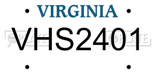 VHS2401 Virginia License Plate