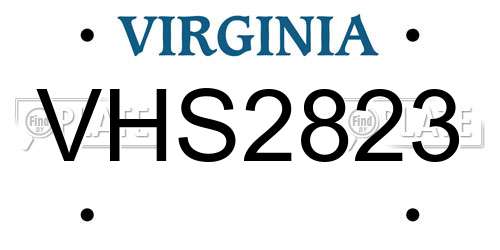 VHS2823 Virginia License Plate