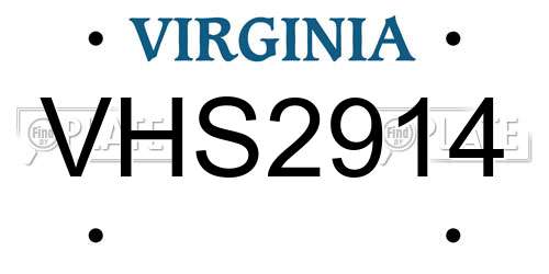VHS2914 Virginia License Plate