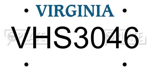 VHS3046 Virginia License Plate