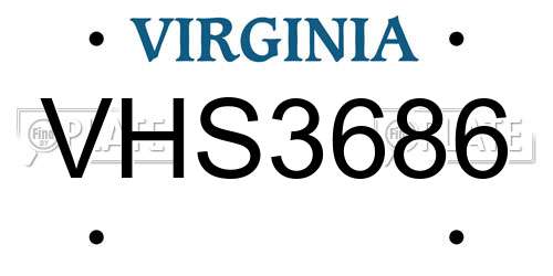 VHS3686 Virginia License Plate