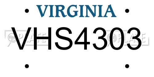 VHS4303 Virginia License Plate