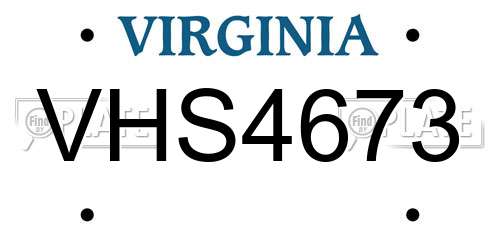 VHS4673 Virginia License Plate