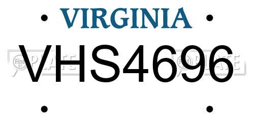 VHS4696 Virginia License Plate
