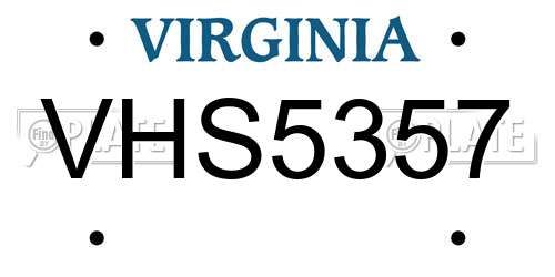 VHS5357 Virginia License Plate