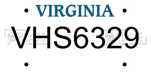 VHS6329 Virginia License Plate